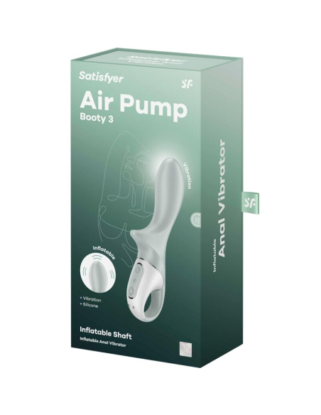 SATISFYER - AIR PUMP BOOTY 3 VIBRADOR ANAL INFLABLE VERDE GRIS