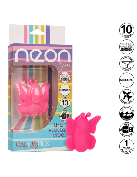 CALEXOTICS - NEON VIBES THE FLUTTER VIBE ESTIMULADOR 10 VIBRACIONES ROSA
