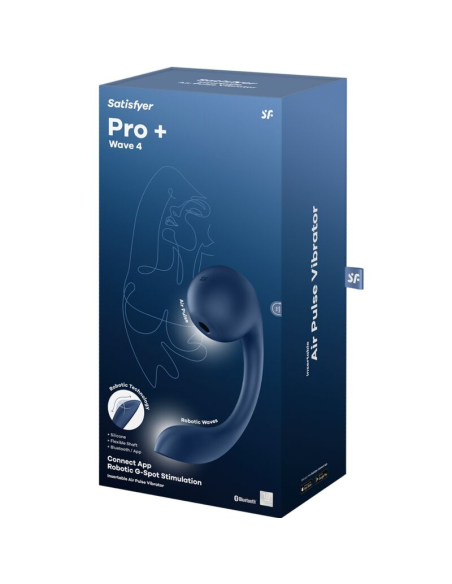SATISFYER - PRO WAVE 4 ESTIMULADOR PUNTO G and AIR PULSE APLICACIÓN GRATUITA AZUL OSCURO