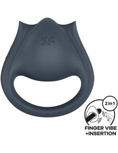 SATISFYER - PERFECT PAIR 2 MULTIVIBRADOR 2 EN 1 ANILLO PARA PENE and ESTIMULADOR DE DEDO GRIS