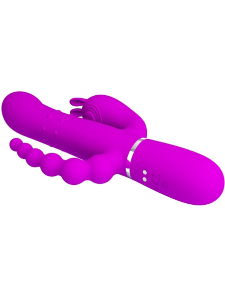 PRETTY LOVE - CAMMY TRIPLE VIBRADOR MULTIFUNCIÓN 4 EN 1 ROSA