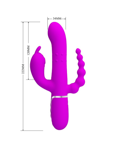 PRETTY LOVE - CAMMY TRIPLE VIBRADOR MULTIFUNCIÓN 4 EN 1 ROSA