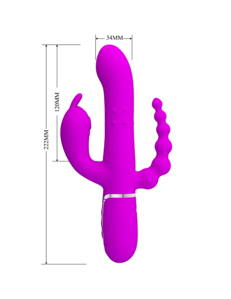 PRETTY LOVE - CAMMY TRIPLE VIBRADOR MULTIFUNCIÓN 4 EN 1 ROSA