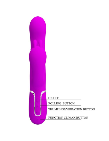 PRETTY LOVE - CAMMY TRIPLE VIBRADOR MULTIFUNCIÓN 4 EN 1 ROSA