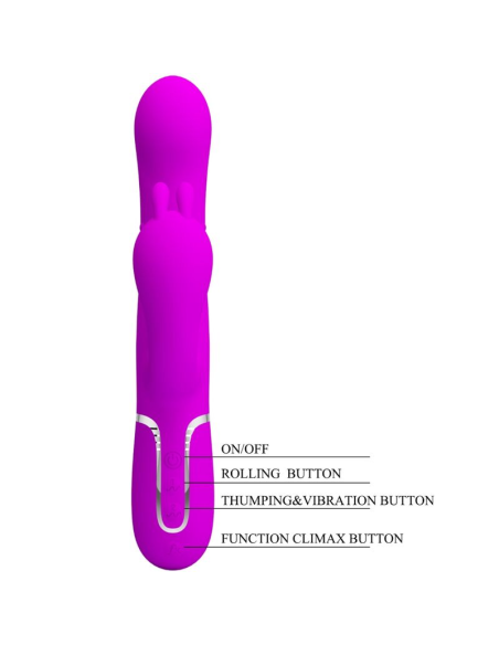 PRETTY LOVE - CAMMY TRIPLE VIBRADOR MULTIFUNCIÓN 4 EN 1 ROSA
