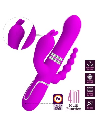 PRETTY LOVE - CAMMY TRIPLE VIBRADOR MULTIFUNCIÓN 4 EN 1 ROSA