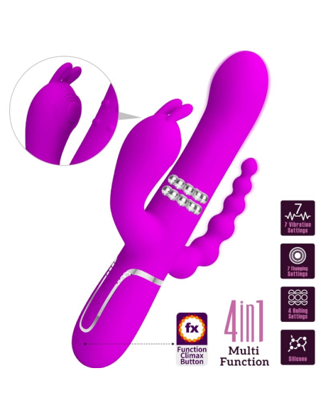 PRETTY LOVE - CAMMY TRIPLE VIBRADOR MULTIFUNCIÓN 4 EN 1 ROSA