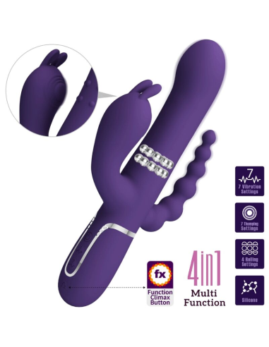 PRETTY LOVE - CAMMY TRIPLE VIBRADOR MULTIFUNCIÓN 4 EN 1 MORADO