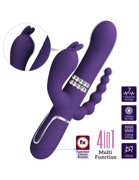 PRETTY LOVE - CAMMY TRIPLE VIBRADOR MULTIFUNCIÓN 4 EN 1 MORADO