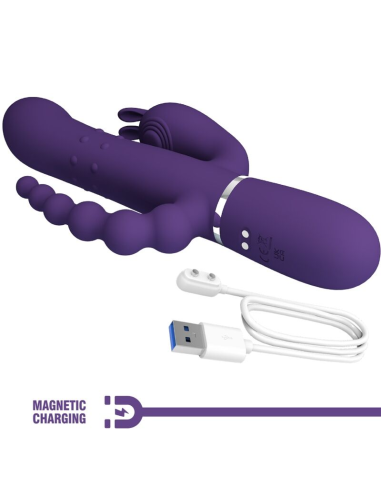 PRETTY LOVE - CAMMY TRIPLE VIBRADOR MULTIFUNCIÓN 4 EN 1 MORADO