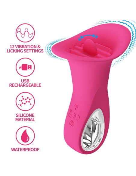 PRETTY LOVE - CLYDE VIBRADOR ORAL LENGUA VIBRADORA 12 VIBRACIONES ROSA