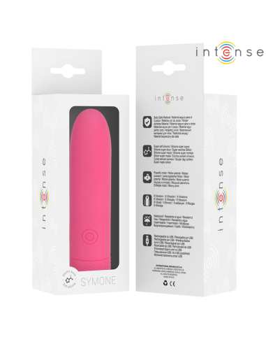 INTENSE - SYMONE BALA VIBRADORA RECARGABLE POR USB 8 VIBRACIONES ROSA 10 X 2.2 CM