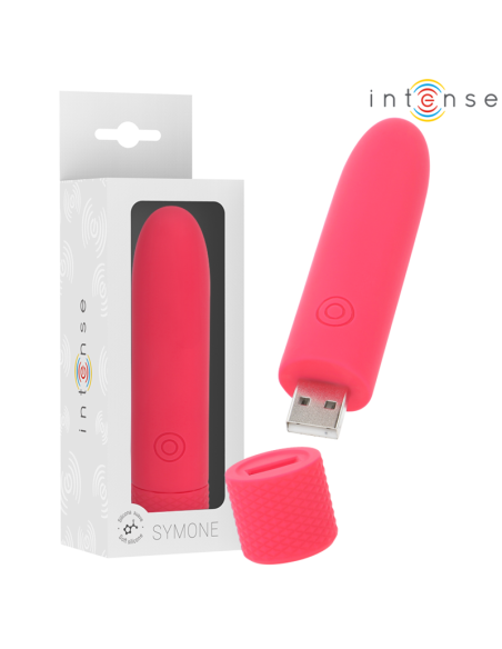 INTENSE - SYMONE BALA VIBRADORA RECARGABLE POR USB 8 VIBRACIONES ROJO 10 X 2.2 CM