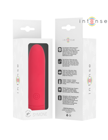 INTENSE - SYMONE BALA VIBRADORA RECARGABLE POR USB 8 VIBRACIONES ROJO 10 X 2.2 CM