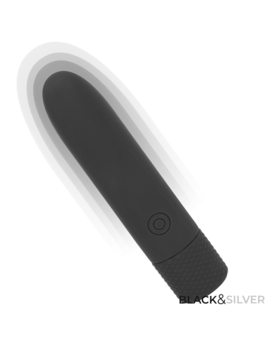 BLACK and SILVER - GERI BALA VIBRADORA RECARGABLE POR USB 8 VIBRACIONES NEGRO 10 X 2.2 CM