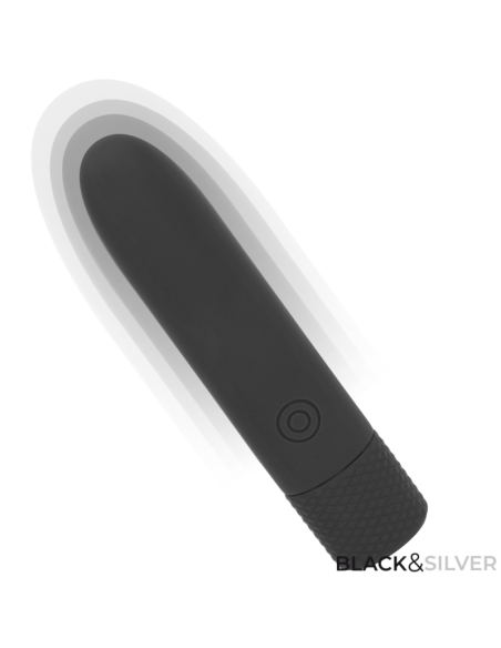 BLACK and SILVER - GERI BALA VIBRADORA RECARGABLE POR USB 8 VIBRACIONES NEGRO 10 X 2.2 CM