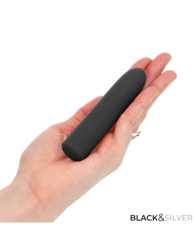 BLACK and SILVER - GERI BALA VIBRADORA RECARGABLE POR USB 8 VIBRACIONES NEGRO 10 X 2.2 CM