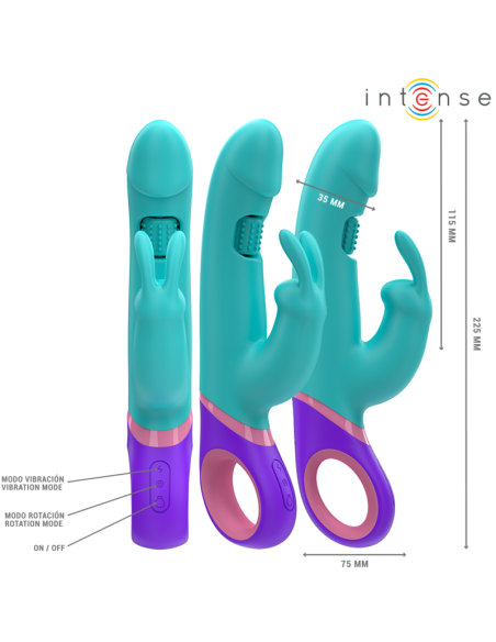 INTENSE - MÓNICA VIBRADOR RABBIT CON ESTIMULADOR ROTATORIO DEL PUNTO G AZUL