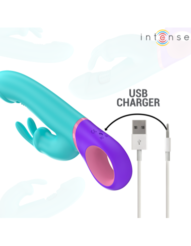 INTENSE - MÓNICA VIBRADOR RABBIT CON ESTIMULADOR ROTATORIO DEL PUNTO G AZUL