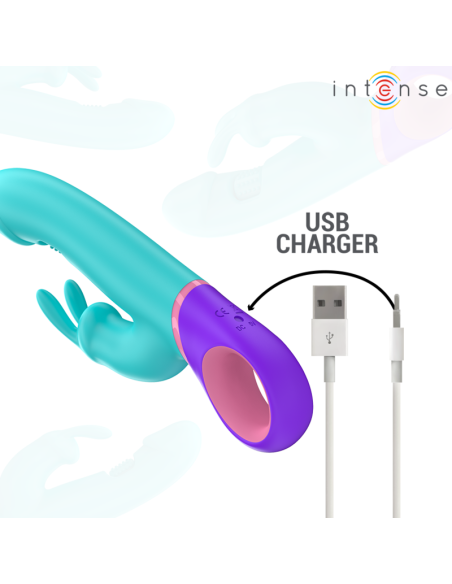 INTENSE - MÓNICA VIBRADOR RABBIT CON ESTIMULADOR ROTATORIO DEL PUNTO G AZUL