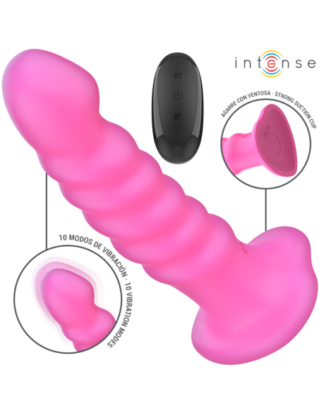 INTENSE - CINDY VIBRADOR TALLA L DISEÑO EN ESPIRAL 10 VIBRACIONES ROSA CONTROL REMOTO