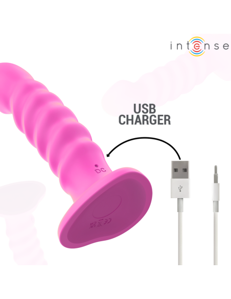 INTENSE - CINDY VIBRADOR TALLA L DISEÑO EN ESPIRAL 10 VIBRACIONES ROSA CONTROL REMOTO