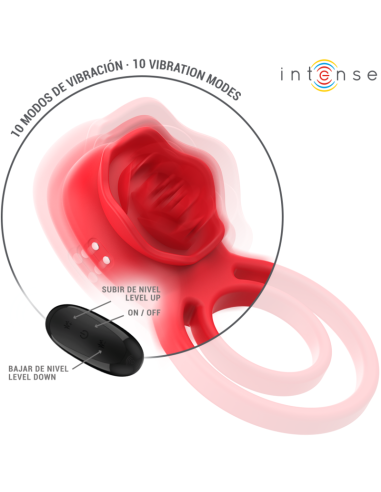 INTENSE - GAIL ROSA ESTIMULADORA 10 VIBRACIONES ROJO CONTROL REMOTO