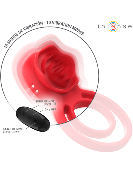 INTENSE - GAIL ROSA ESTIMULADORA 10 VIBRACIONES ROJO CONTROL REMOTO