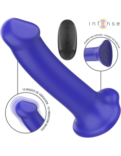 INTENSE - VICTORIA VIBRADOR CON VENTOSA 10 VIBRACIONES AZUL OSCURO CONTROL REMOTO