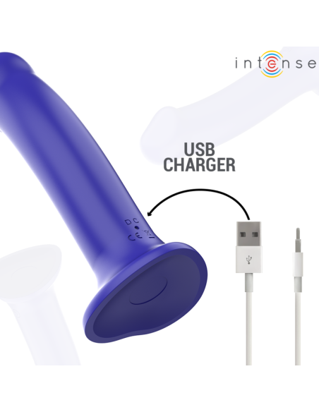 INTENSE - VICTORIA VIBRADOR CON VENTOSA 10 VIBRACIONES AZUL OSCURO CONTROL REMOTO