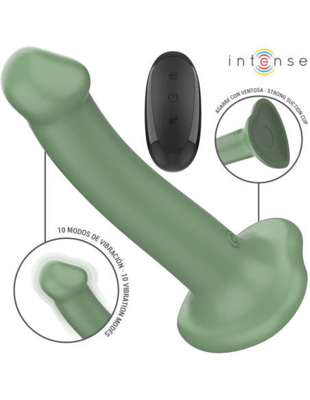 INTENSE - BECCA VIBRADOR CON VENTOSA 10 VIBRACIONES VERDE CONTROL REMOTO