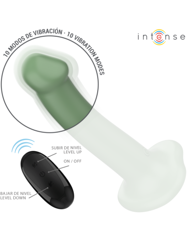 INTENSE - BECCA VIBRADOR CON VENTOSA 10 VIBRACIONES VERDE CONTROL REMOTO