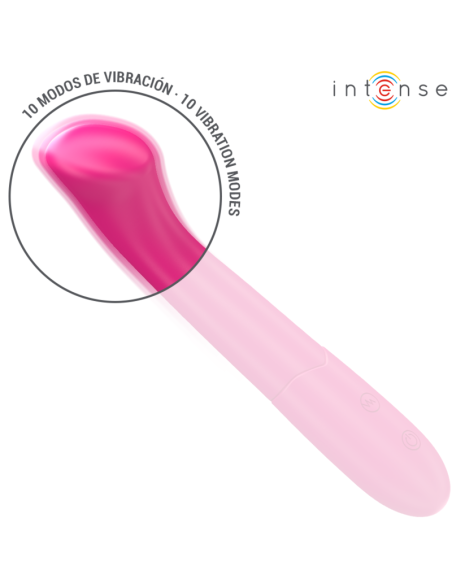 INTENSE - PATY VIBRADOR 19 CM FLEXIBLE 10 VIBRACIONES MODELO 2 ROSA