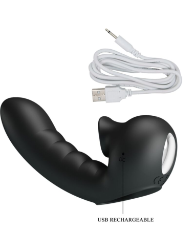 PRETTY LOVE - HOBGOBLIN FUNDA VIBRADORA PARA DEDO 12 VIBRACIONES ESTIMULADOR CLÍTORIS NEGRO