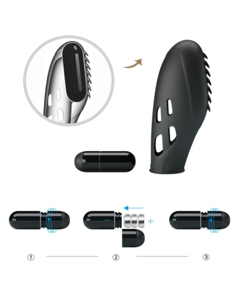 PRETTY LOVE - GILO VIBRADOR DE DEDO SILICONA NEGRO