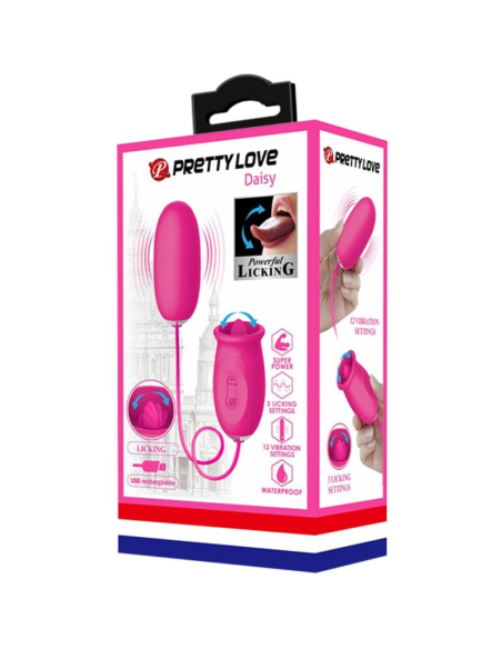PRETTY LOVE - DAISY HUEVO VIBRADOR LENGUA ESTIMULADORA DE CLÍTORIS ROSA