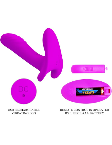 PRETTY LOVE - MASAJEADOR and VIBRADOR 12 VIBRACIONES CONTROL REMOTO MORADO