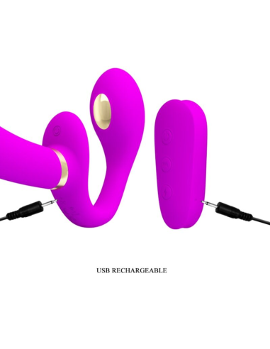 PRETTY LOVE - THUNDERBIRD VIBRADOR DOBLE STRAP-ON CONTROL REMOTO MORADO