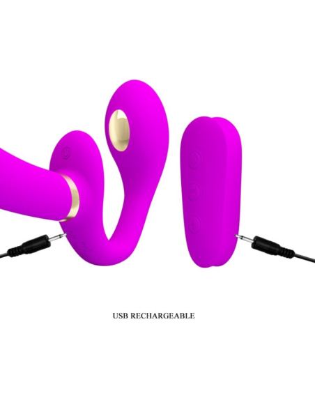 PRETTY LOVE - THUNDERBIRD VIBRADOR DOBLE STRAP-ON CONTROL REMOTO MORADO
