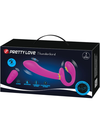 PRETTY LOVE - THUNDERBIRD VIBRADOR DOBLE STRAP-ON CONTROL REMOTO MORADO