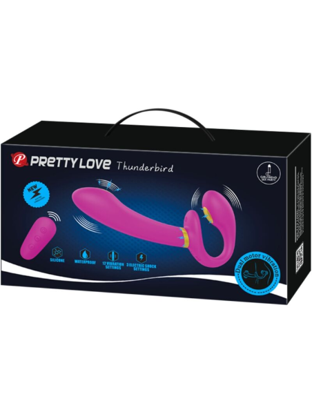 PRETTY LOVE - THUNDERBIRD VIBRADOR DOBLE STRAP-ON CONTROL REMOTO MORADO