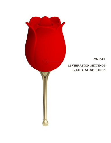 PRETTY LOVE - ROSE LOVER ROSA ESTIMULADORA DE CLÍTORIS 12 VIBRACIONES ROJO