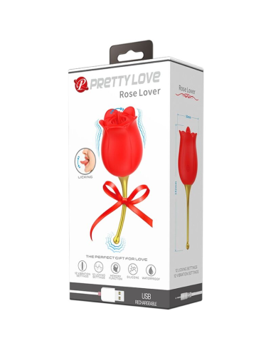 PRETTY LOVE - ROSE LOVER ROSA ESTIMULADORA DE CLÍTORIS 12 VIBRACIONES ROJO