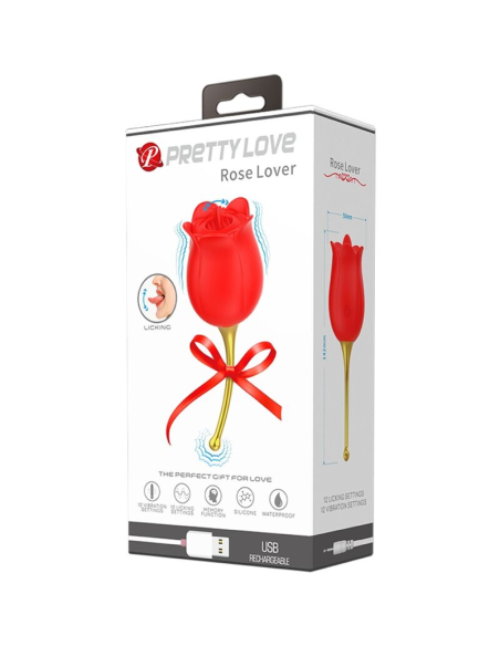 PRETTY LOVE - ROSE LOVER ROSA ESTIMULADORA DE CLÍTORIS 12 VIBRACIONES ROJO