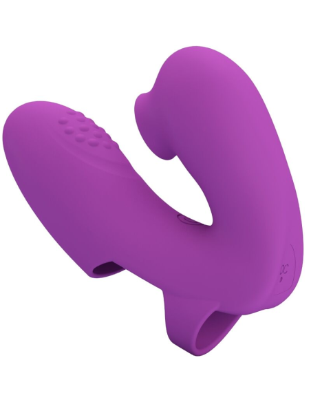 PRETTY LOVE - ATHENA VIBRADOR DE DEDO CON ESTIMULADOR CLÍTORIS MORADO
