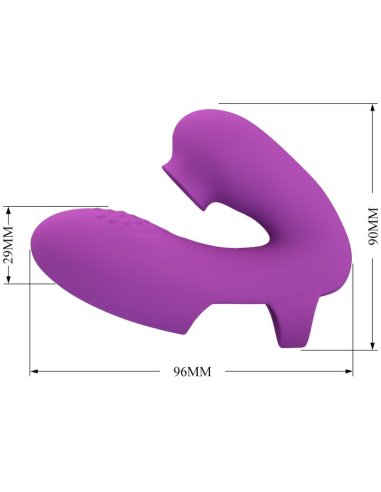 PRETTY LOVE - ATHENA VIBRADOR DE DEDO CON ESTIMULADOR CLÍTORIS MORADO