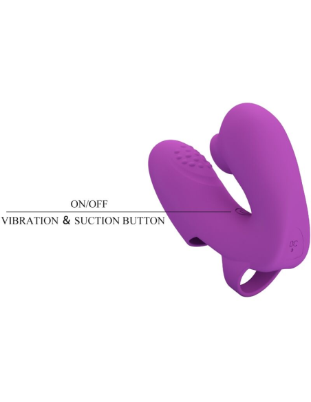 PRETTY LOVE - ATHENA VIBRADOR DE DEDO CON ESTIMULADOR CLÍTORIS MORADO