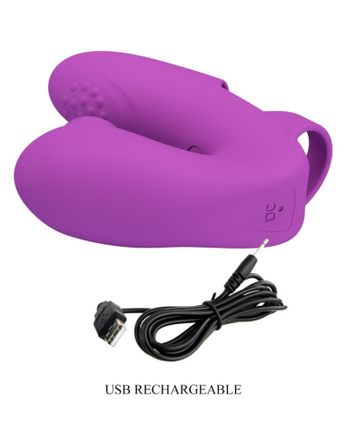 PRETTY LOVE - ATHENA VIBRADOR DE DEDO CON ESTIMULADOR CLÍTORIS MORADO