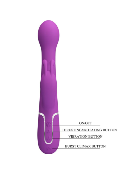 PRETTY LOVE - DEJON VIBRADOR RABBIT MULTIFUNCIÓN 3 EN 1 MORADO