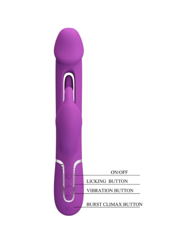 PRETTY LOVE - KAMPAS VIBRADOR RABBIT MULTIFUNCIÓN 3 EN 1 MORADO